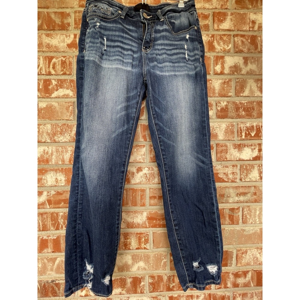Buckle Black Women Distressed Denim Straight Leg Girlfriend 25 Stretch BBW1138
